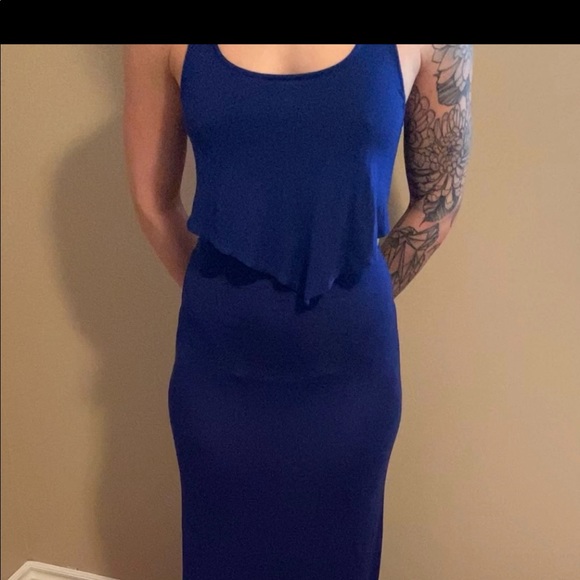 Seductions royal blue open back halter maxi dress - Picture 3 of 7